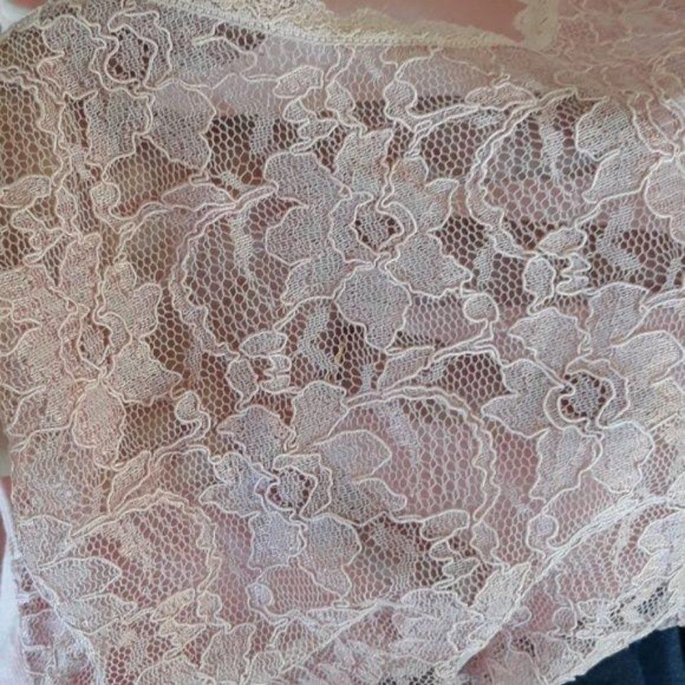 Vintage Victoria's Secret Floral Lace See Through Baby Pink Shell Top Sz S - Picture 6 of 7